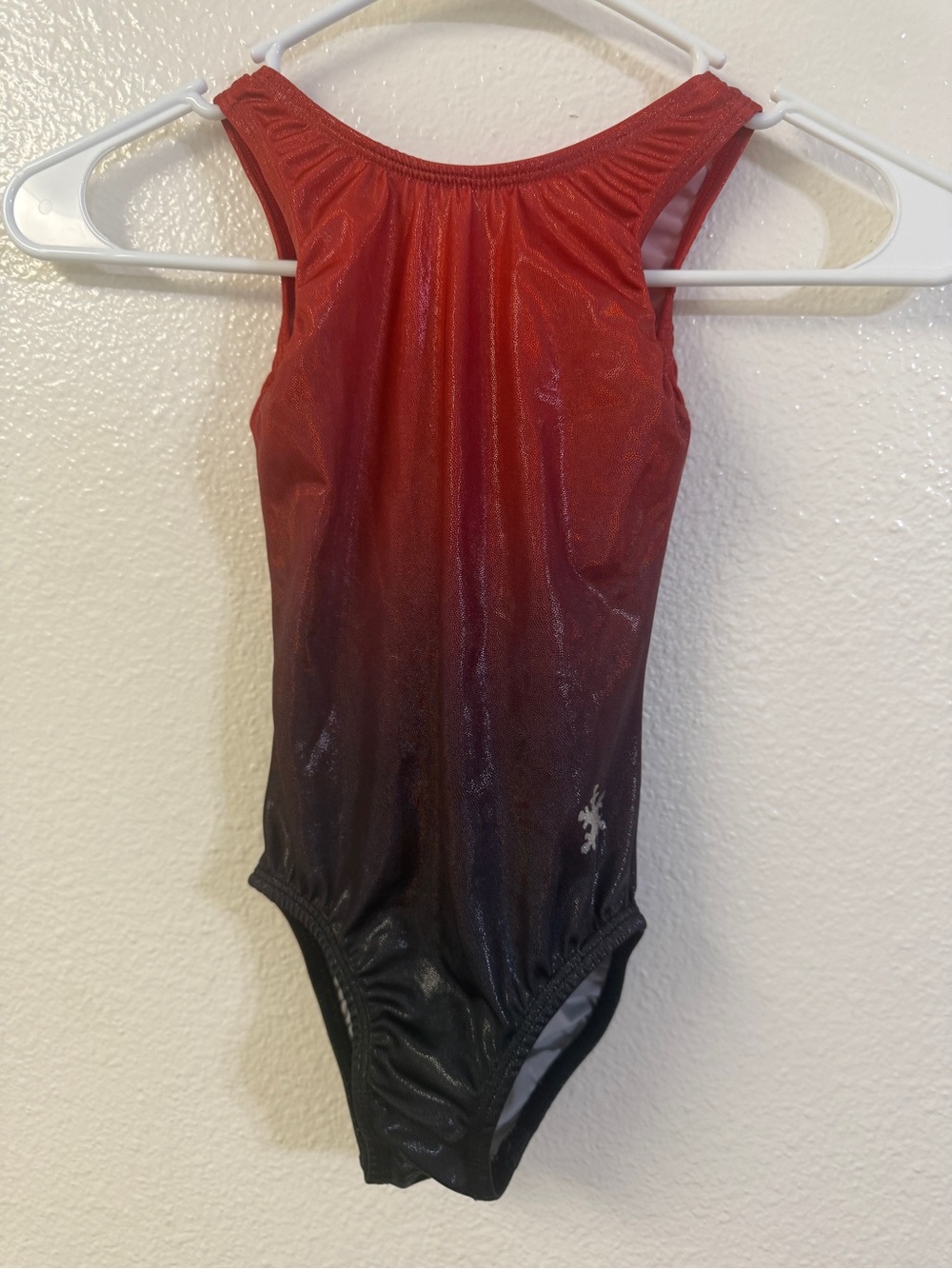 Girls' Red to Black Ombre Sparkle One-Piece Gymnastics Leo